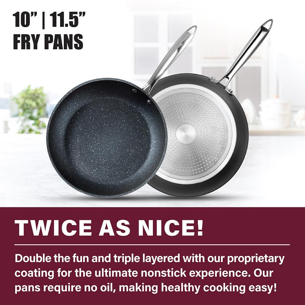 Professional 2-Piece Aluminum Nonstick Fry Pan Set with Ceramic Coating