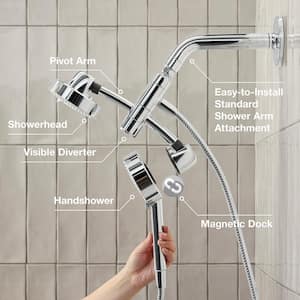 Awaken 3-Spray 5 in. Dual Wall Mount Fixed and Handheld Shower Head 1.75 GPM in Polished Chrome