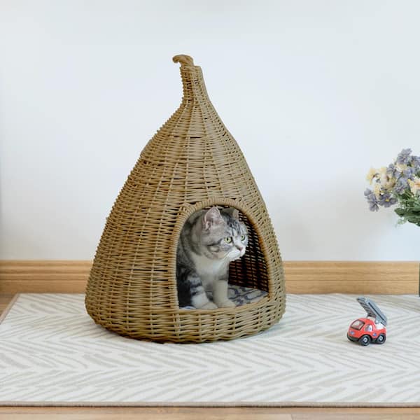 Natural Willow Pet Sleeping Bed Cave Basket For Dog or Cats with
