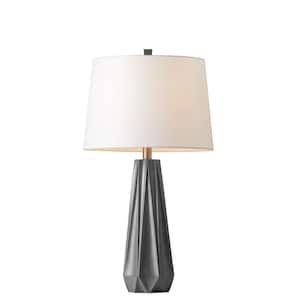 27 in. Gray Polyresin Table Lamp with Fabric Shade