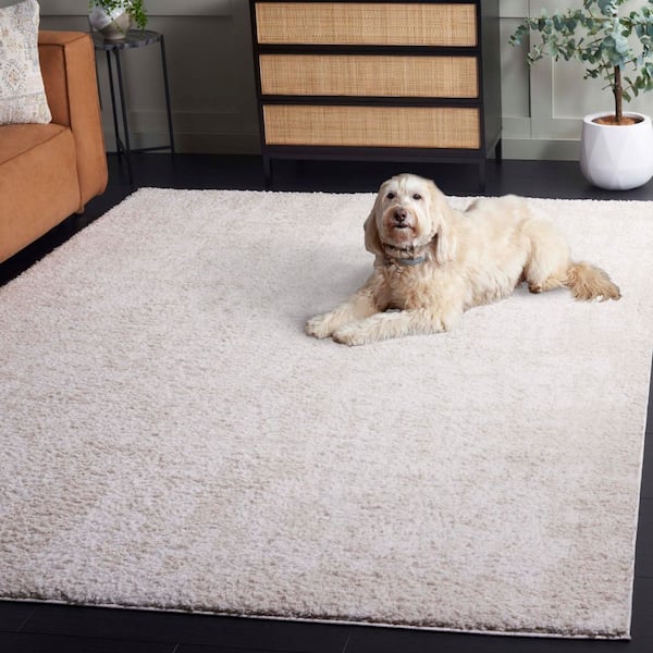 クリーム色 羊毛ラグ 約69cm x 約59cm SAFAVIEH Rumi Shag 6 ft. x 9 ft. Ivory/Light Beige Solid