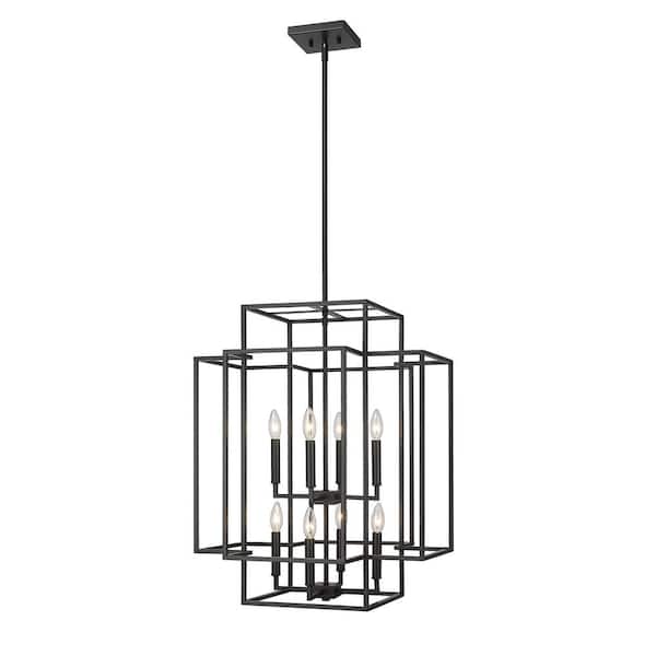 Unbranded Titania 22 in. 8-LightCage Pendant Matte Black