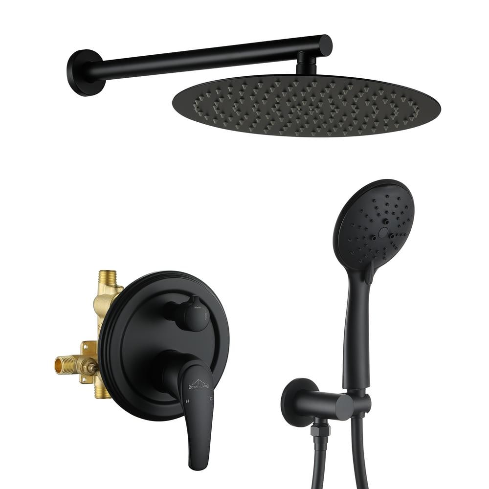 5-Spray Patterns with 2.35 GPM 12 in. Wall Mount Dual Shower Heads with Val