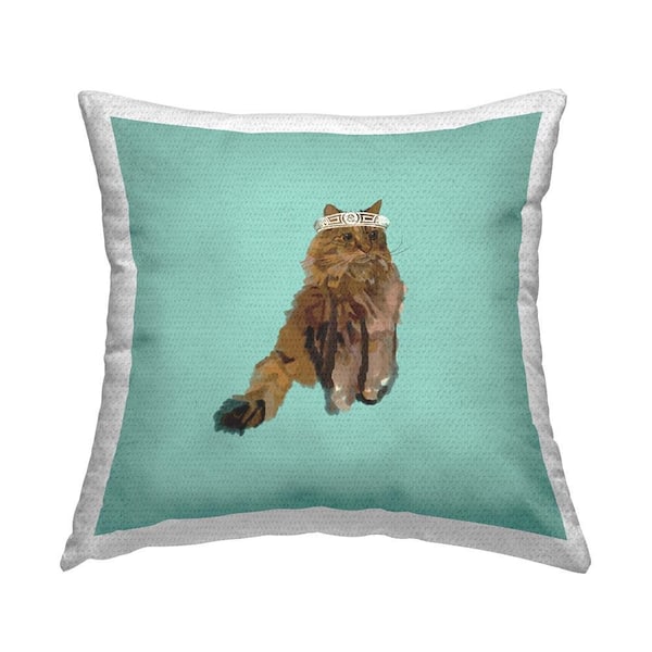 Stupell Industries Fluffy Cat & Crown Outdoor Printed Throw Pillow by Amelia Noyes