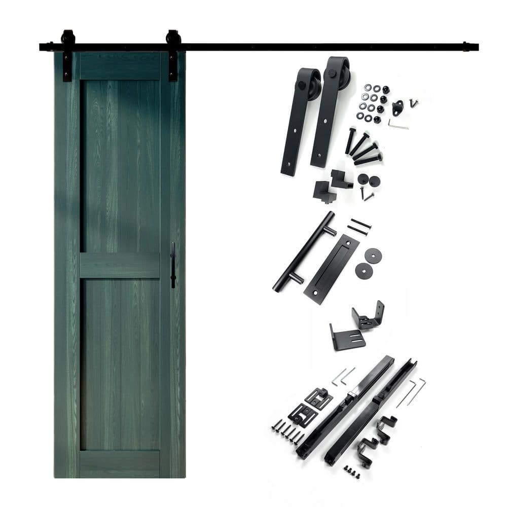 Royal Pine 24" x 84" Paneled Barn Door with Black Hardware