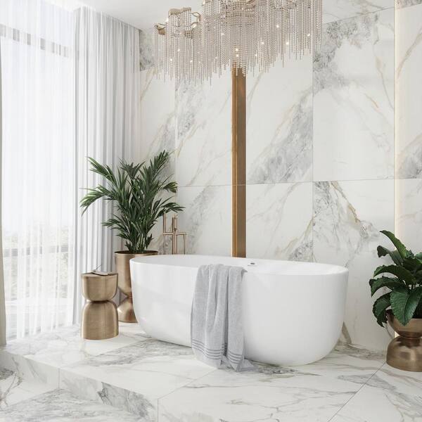 Pinnacle 32 in. x 32 in. Matte Soft White with Light Gray Porcelain Wall and Floor Tile (13.78 sq ft/case)-2 Pack