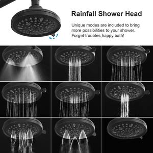 1-Spray Single Handle Round Rain Shower Faucet Set 1.8 GPM with Dual Function Pressure Balance Valve in. Matte Black