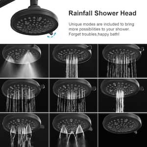 Single Handle 1-Spray Round Rain Shower Faucet Set 1.8 GPM with Dual Function Pressure Balance Valve in. Matte Black