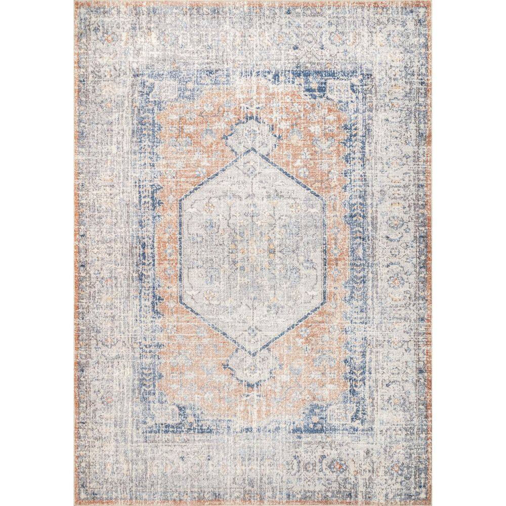 Peach Floral Soft Synthetic 5' x 8' Easy Care Area Rug