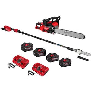 M18 FUEL 18V Brushless Cordless 20 in. Dual Battery Chainsaw Kit w/ Telescoping Pole Saw, (4) 8.0 Ah Batteries, Charger