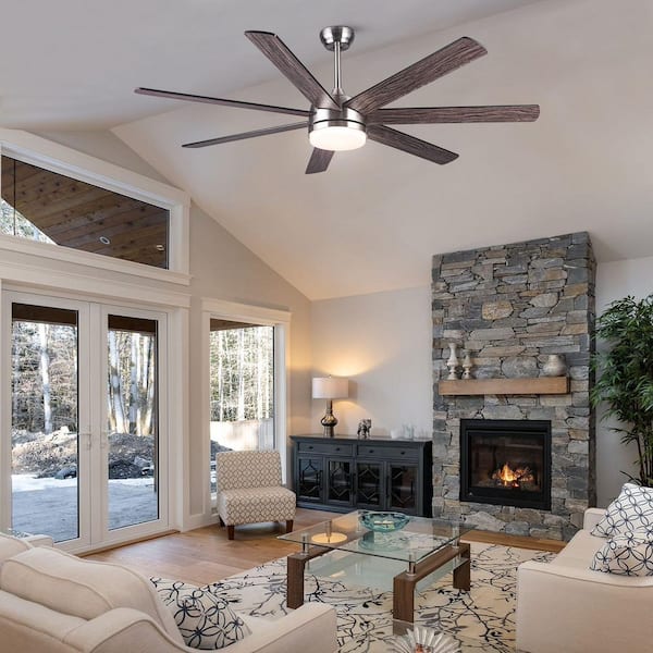 Avex 62 in. Brushed Nickel Standard Downrod Mount Ceiling Fan with Remote Control and Dimmable Integrated LED