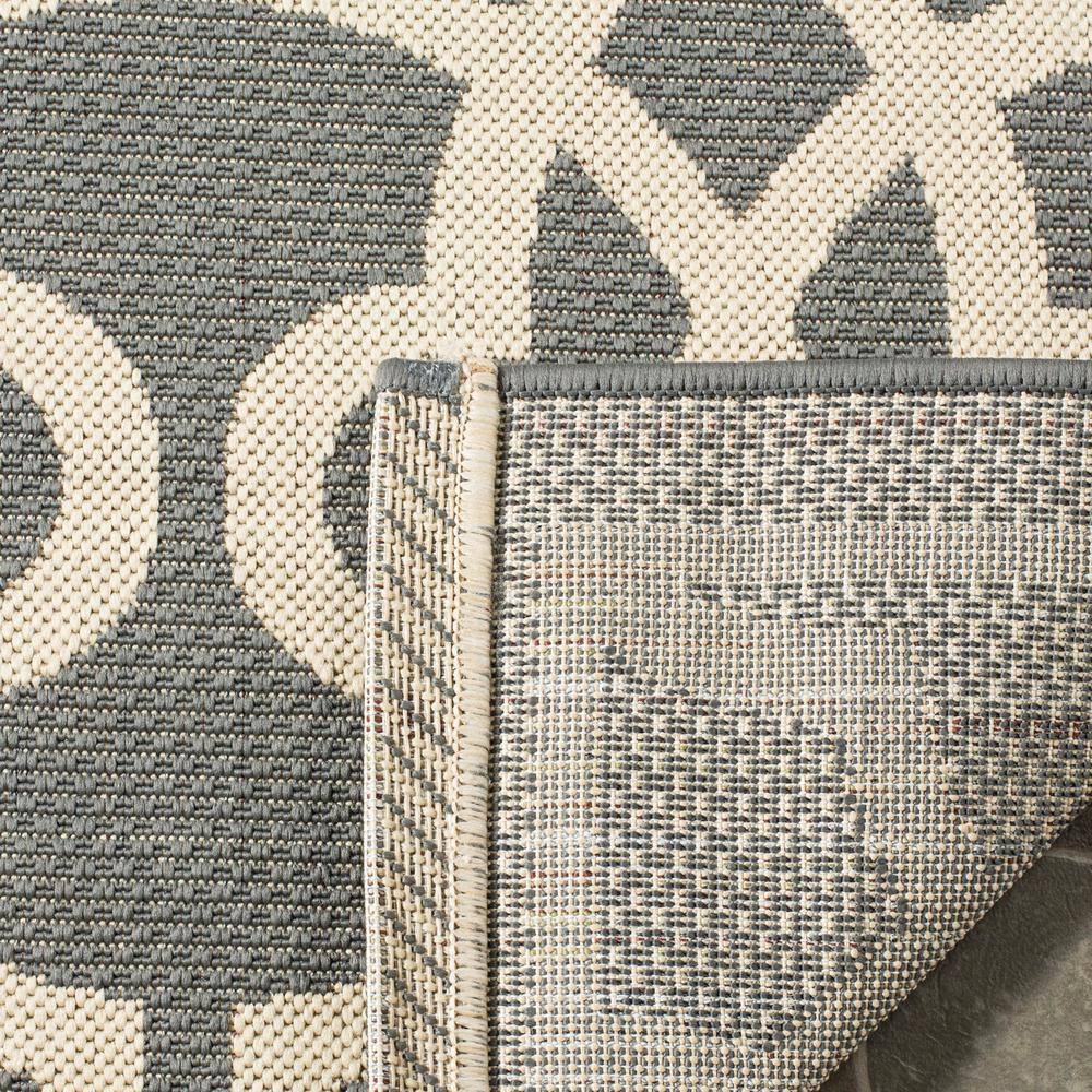 Gray and Beige Geometric Synthetic Outdoor Runner Rug