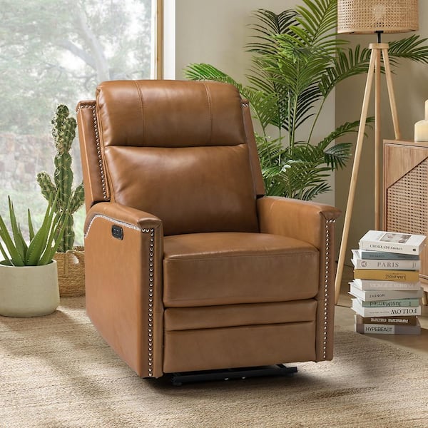 Leather recliner best sale camel color