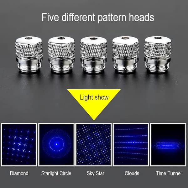 Lukyamzn High Power Blue Flashlight Long Range Adjustable Focus