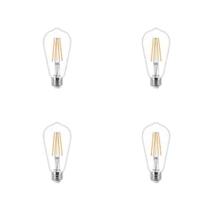 60-Watt Equivalent ST19 Dimmable Vintage Edison LED Light Bulb Soft White with Warm Glow Dimming Effect (2700K) (4-Pack)