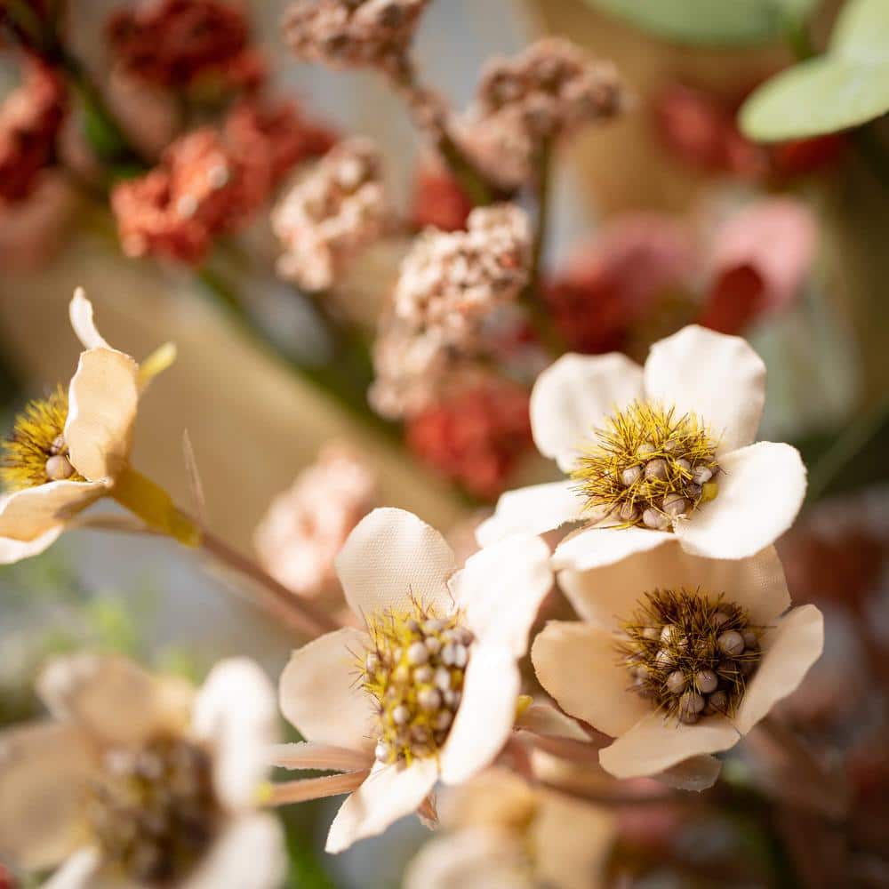 24-Inch Multicolor Artificial Eucalyptus and Rust Flower Spring Wreath