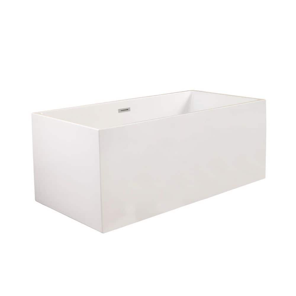 Persephone 59'' White Acrylic Freestanding Soaking Bathtub