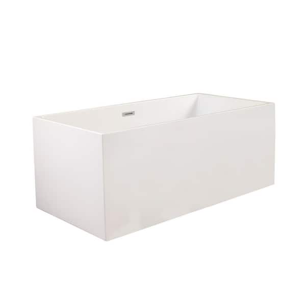 Persephone 59 in. Acrylic Flatbottom Non-Whirlpool Soaking Bathtub in White Persephone 59 in. Acrylic Flatbottom Non-Whirlpool Soaking Bathtub in White