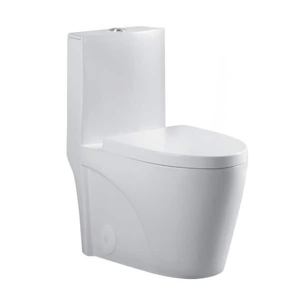 FINE FIXTURES Ultraluxe 12 in. Rough-In 1-piece 1/1.6 GPF Dual Flush Elongated Toilet in White, Seat Included