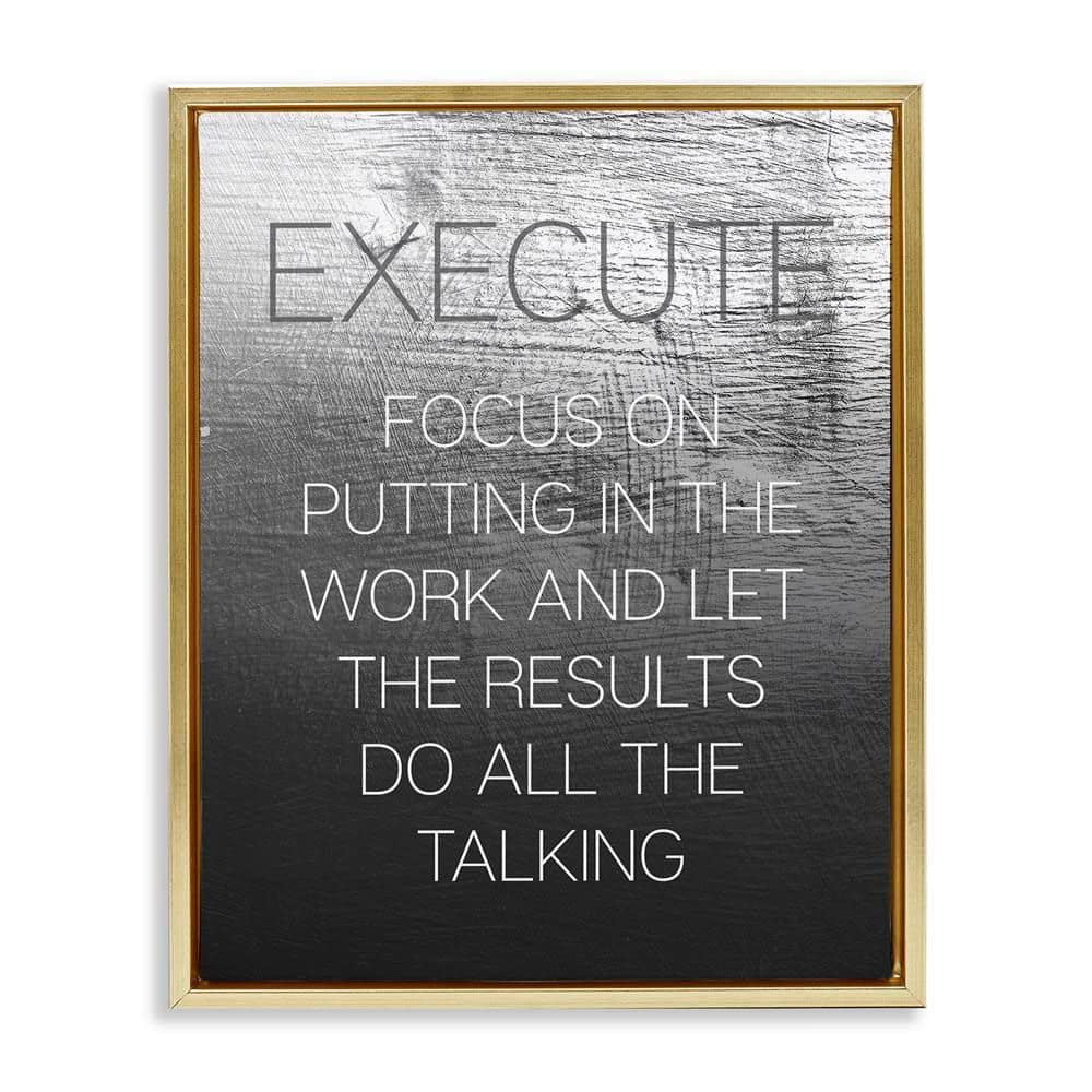 Execute Motivational Definition by Daphne Polselli Gold Floater Frame Typography Graphic Art Print 31 in. x 25 in.
