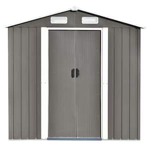 6.43 ft. W x 4.33 ft. D Gray Garden Shed Metal Storage Shed with Lockable Door, Vents and Foundation (24 sq. ft.)