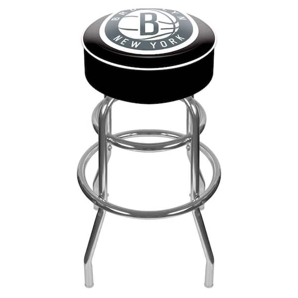 Trademark Brooklyn Nets NBA 31 in. Chrome Padded Swivel Bar Stool