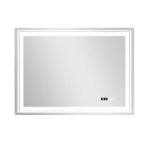 35.5 in. W x 27.5 in. H Rectangular Frameless Defogging LED Wall Bathroom Vanity Mirror with Memory Function, Anti-Fog