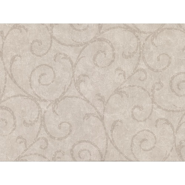 Warner Sansa Khaki Plaster Scroll Vinyl Strippable Wallpaper (Covers 60.8 sq. ft.)