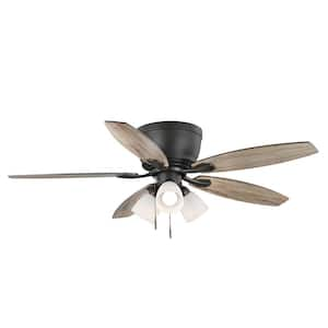 Sidlow 52 in. Indoor LED Bronze Hugger Dry Rated Ceiling Fan with 5 QuickInstall Reversible Blades and Light Kit