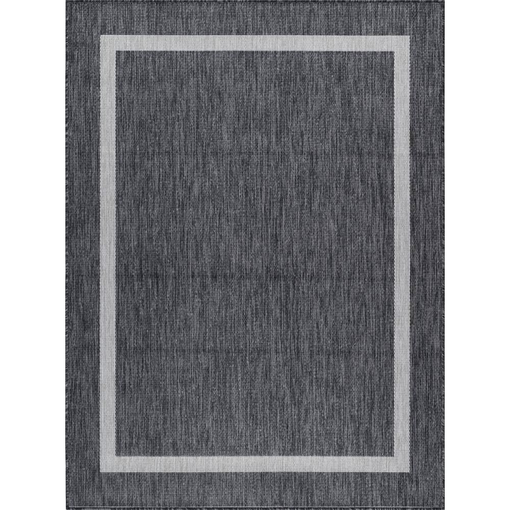 Beverly Rug 10 X 14 Dark Gray White Dark Modern Bordered Indoor Outdoor Area Rug HDWKK20452
