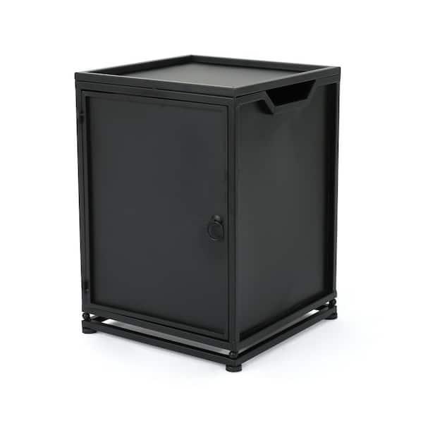 Noble House Sorrento Matte Black Metal Outdoor Patio Tank Holder Side Table