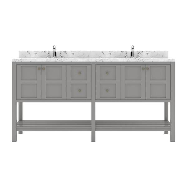 Virtu USA Winterfell 72 in. W x 22 in. D x 37 in. H Double Sink Bath Vanity in Gray with Quartz Top