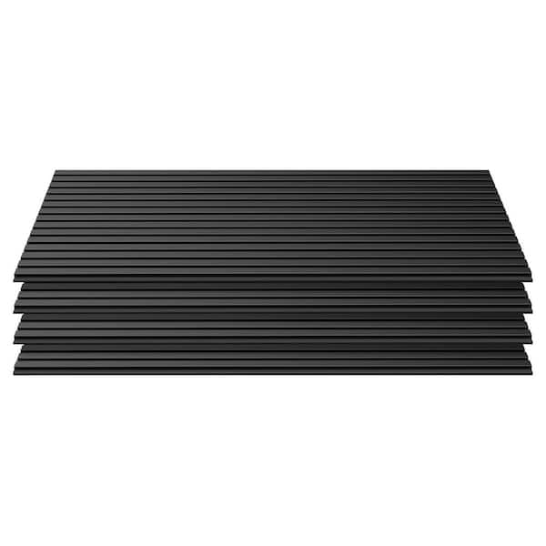 Matte Black Wood Slat Acoustic Panels for Wall 4-Piece Set 47.2 x 23.6 in. Soundproof 3D Textured Interior Wall Decor