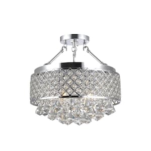Ada 15 in. 4-Light Chrome and Crystal Semi Flush Mount