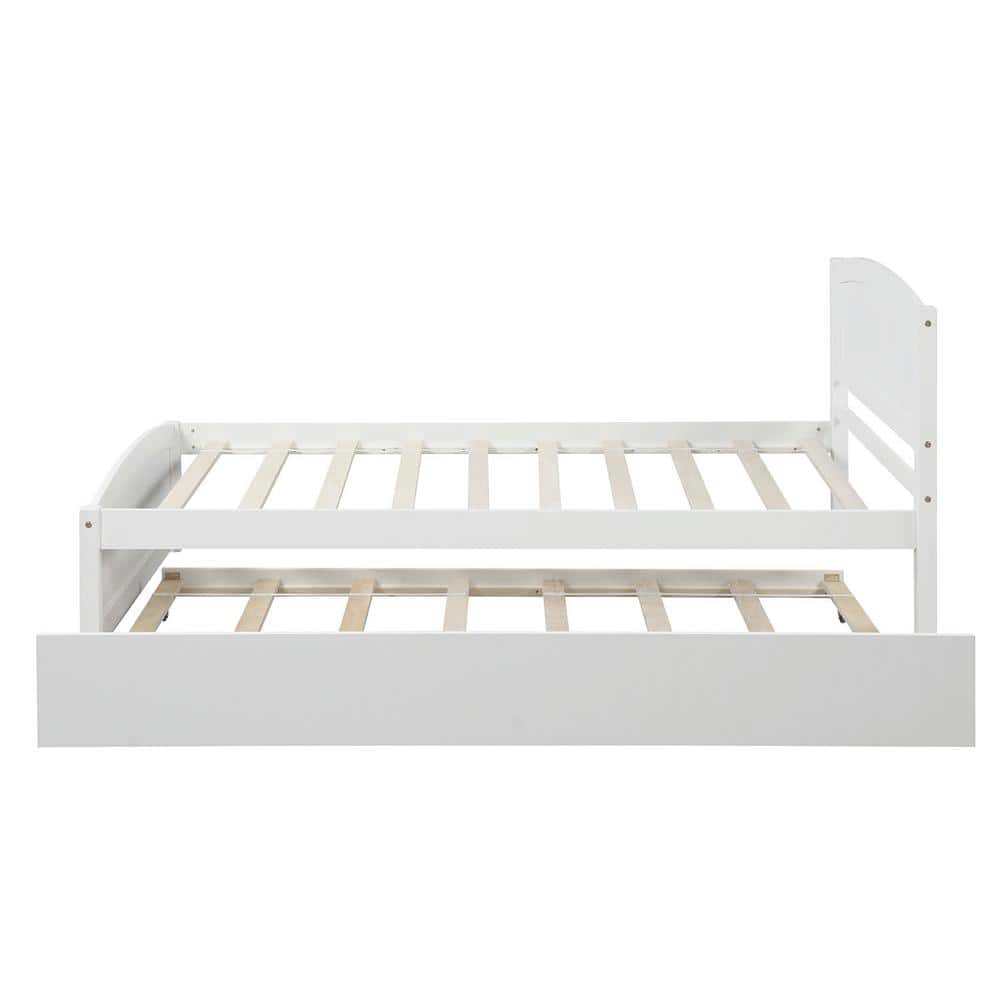 Classic 41.7 in. W White Wood Frame Twin Size Platform Bed with Trundle - thumbnail 7