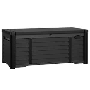 120 Gal. Water Resistant Resin Lockable Deck Box, Outdoor Storage For Patio Lawn and Garden, Black