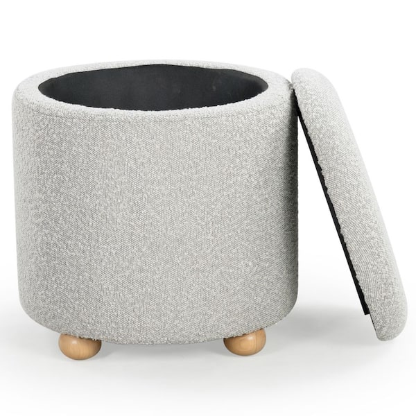 SAFAVIEH Becka Gray/Natural Polyester Boucle Round Storage Small
