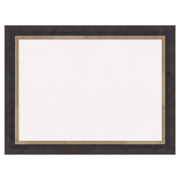 Amanti Art Hammered Charcoal Tan Wood White Corkboard 32 in. x 25 in ...