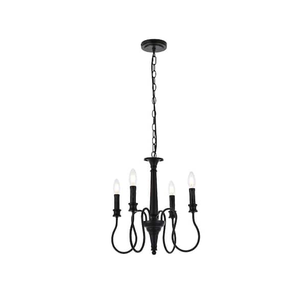 Unbranded Home Living 40-Watt 4-Light Black Pendant Light with No Shade, No Bulbs Included