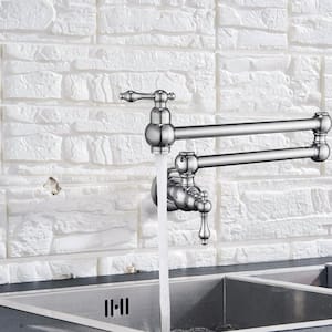 ABA 2-Handle Mount Location Pot Filler Faucet with Level Handle in Chrome