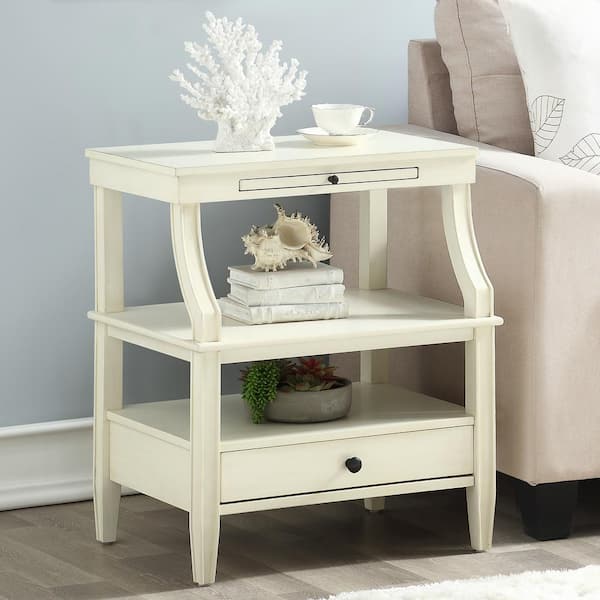 Newton Antique White Storage Nightstand 823-10-55 - The Home Depot