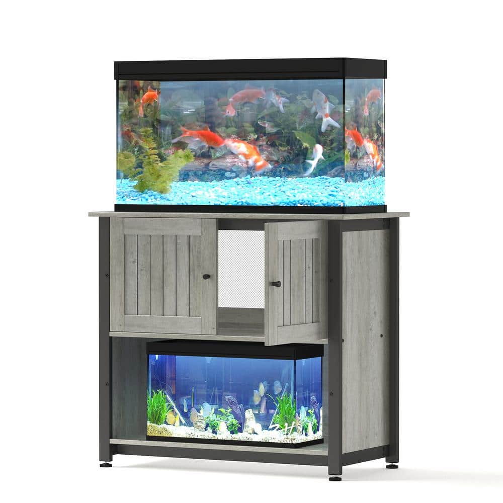 Grey Metal Aquarium Stand Fish Tank Stand Cabinet Fish Tank Accessories  Storage Suitable for 40-50 Gal. Turtle Tank Yeaa-ccjnc2 - The Home Depot