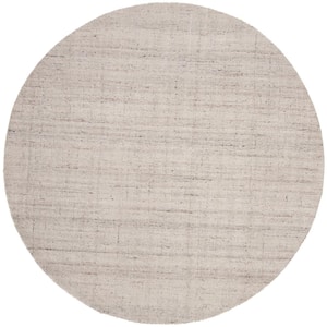 Abstract Light Gray 10 ft. x 10 ft. Striped Round Area Rug