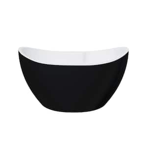 Retrofit 55 in. Acrylic Double Slipper Flatbottom Non-Whirlpool Freestanding Oval Bathtub in Black Matte