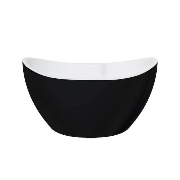 A&E Retrofit 55 in. Acrylic Double Slipper Flatbottom Non-Whirlpool Freestanding Oval Bathtub in Black Matte