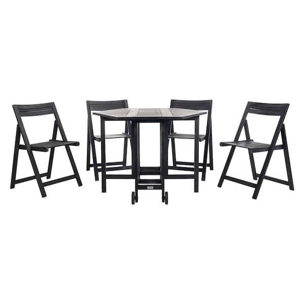 SAFAVIEH Kerman Black 5-Piece Wood Outdoor Dining Set