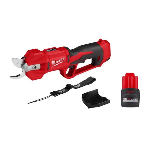Milwaukee M12 12V Cordless Lithium-Ion Brushless Pruner Shears with 2.5 Ah High Output Battery