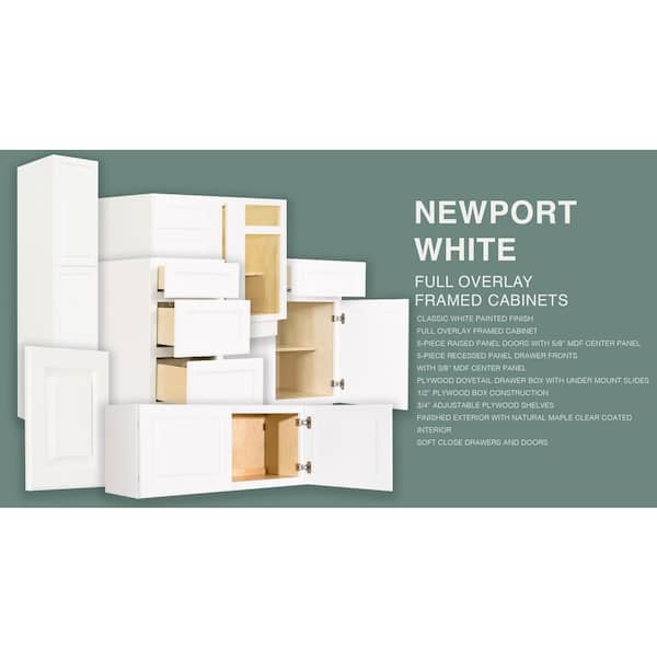 LIFEART CABINETRY LaPort Assembled 9x34.5x24 in. Base Cabinet with 1 Door and 1 Drawer in Classic White