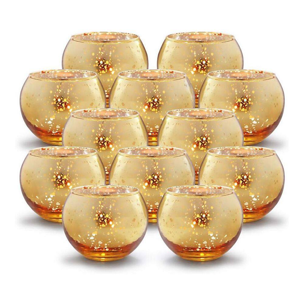 Gold Glass Candle Holder
