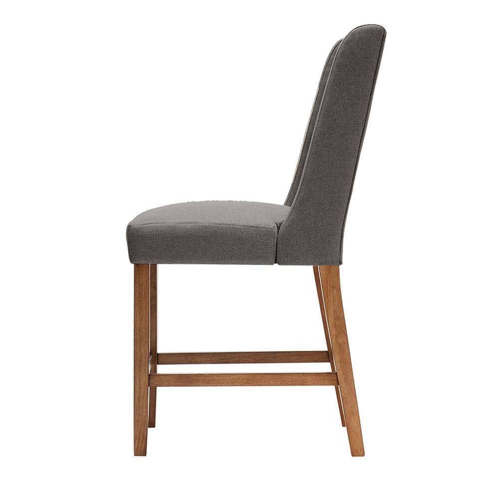 Brody Wingback Counter Stool in Light Gray with Espresso Wood Finish